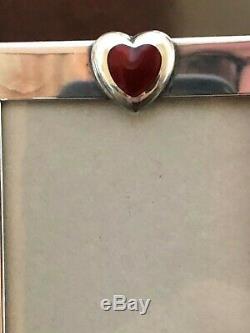 Tiffany & Co Sterling Silver Picture Frame with Red Heart Made in Italy