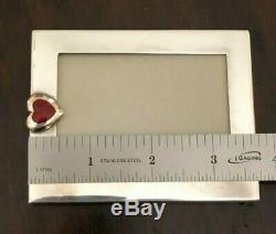 Tiffany & Co Sterling Silver Picture Frame with Red Heart Made in Italy