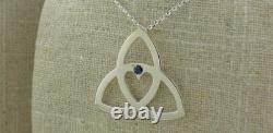 Tracy Gilbert Sapphire Sterling Silver Trinity Knot Heart Pendant Irish Made