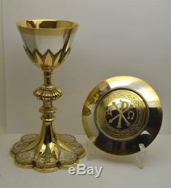 + Traditional Antique Hand Made Chalice & Paten + All Sterling Silver + (AHB40)