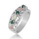 Triple Emerald Sterling Silver Black Hills Gold Ring / Custom Made in USA Gift