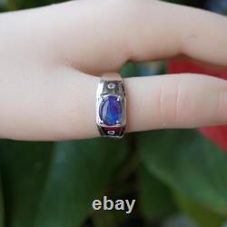 Triplet Opal Ring 925 Sterling Silver Unisex Design Made to order
