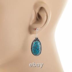 Turquoise Earrings EGYPTIAN SPIDERWEB Sterling Silver Old Pawn Style Navajo Made