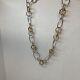 Two Tone Vermeiled Sterling Silver Oval Link Chain Necklace Made In Italy 40.9g