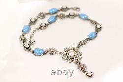 UNIQUE Artisan Made Sterling Silver Blue Glass Cabochons-Opalite Y Drop Necklace