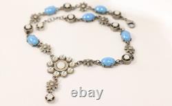 UNIQUE Artisan Made Sterling Silver Blue Glass Cabochons-Opalite Y Drop Necklace
