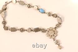 UNIQUE Artisan Made Sterling Silver Blue Glass Cabochons-Opalite Y Drop Necklace