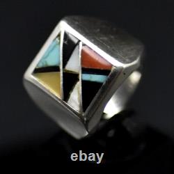 UNIQUE HAND MADE SOUTHWEST NAVAJO turquoise STERLING SILVER SIGNET RING SIZE 9