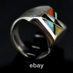 UNIQUE HAND MADE SOUTHWEST NAVAJO turquoise STERLING SILVER SIGNET RING SIZE 9