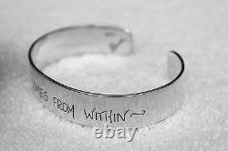 USA-Made Sterling Silver Cuff Bracelet with Peace Comes From Within by Hanni