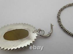 Unique 925 Sterling Silver Yellow Agate Enhancer Pendant Necklace 21 Heavy Made