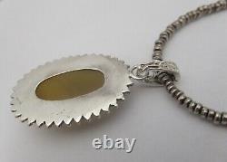 Unique 925 Sterling Silver Yellow Agate Enhancer Pendant Necklace 21 Heavy Made