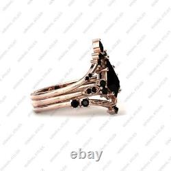 Unique Black Onyx Engagement Ring Set Kite Shaped Ring, 925 Sterling Silver Ring