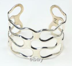 Unique Free Form Sterling Silver Cuff Bracelet Mexico Artisan Made Signed