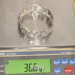 Unique Hand Made sterling silver 925 7.50in bangle bracelet-36.6 grams W 24.5mm/