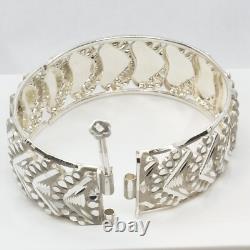 Unique Hand Made sterling silver 925 7.50in bangle bracelet-36.6 grams W 24.5mm/