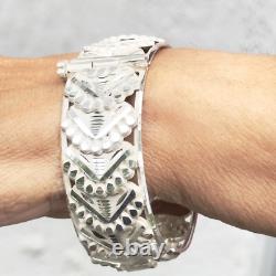 Unique Hand Made sterling silver 925 7.50in bangle bracelet-36.6 grams W 24.5mm/