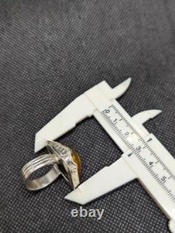 Unusual Natural Baltic Amber Artisan Hand Made Sterling Silver Ring Sz8. A7b