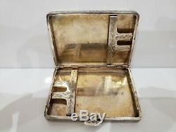VINTAGE HAND MADE ITALIAN STERLING SILVER CIGARETTE CASE / 2 3/4 x 3 3/4 / 100g