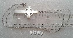 VINTAGE UK-MADE LARGE MASSIVE STERLING SILVER CELTIC CROSS with STERLING CHAIN