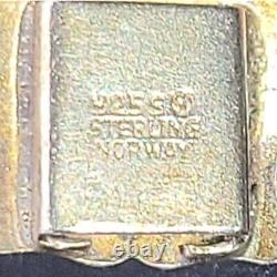 VTG Made in Norway Sterling Silver Enamel Brooch Necklace Bracelet Signed Set