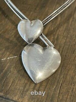 VTG Milor Sterling Silver Heart Necklace 925 Made In ITALY torque