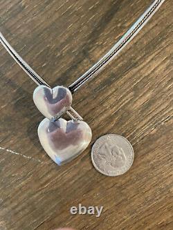 VTG Milor Sterling Silver Heart Necklace 925 Made In ITALY torque