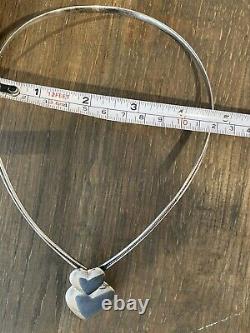 VTG Milor Sterling Silver Heart Necklace 925 Made In ITALY torque