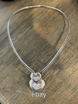 VTG Milor Sterling Silver Heart Necklace 925 Made In ITALY torque