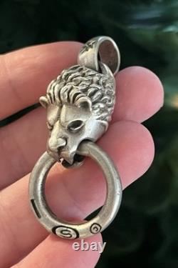 VTG Sterling Silver Lion Head Pendant Fine Heavy Artisan Made Detailed Cool 925