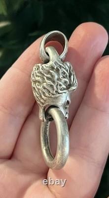 VTG Sterling Silver Lion Head Pendant Fine Heavy Artisan Made Detailed Cool 925