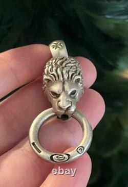 VTG Sterling Silver Lion Head Pendant Fine Heavy Artisan Made Detailed Cool 925