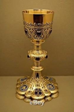 + Very Fine All Sterling Silver Enameled Chalice + Made by W. J. Feeley Co. (B19)