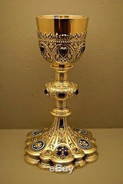 + Very Fine All Sterling Silver Enameled Chalice + Made by W. J. Feeley Co. (B19)