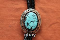 Vg C. Benally Hand Made Sterling Silver Native American Turquoise Bolo Tie