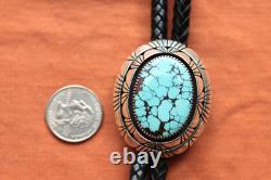 Vg C. Benally Hand Made Sterling Silver Native American Turquoise Bolo Tie