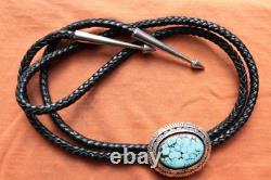 Vg C. Benally Hand Made Sterling Silver Native American Turquoise Bolo Tie