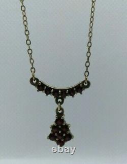 Victorian Silver Necklace with Bohemian Garnets. Genuine Garnets. Made in 1910's