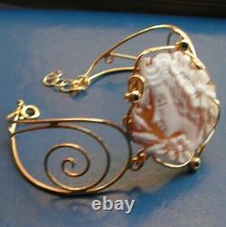 Victorian Style 925 Silver Cameo Bracelet Set with Shell Cornelian Made in Italy