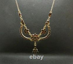 Victorian necklace with Genuine Bohemian Garnets. Gilded Silver. Made in 1880's