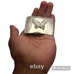 Vintage 1960s Hand Made Sterling Silver 3D Flying Eagle Western Belt Buckle