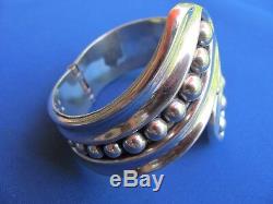 Vintage 1960s Taxco Mexico sterling silver bypass bead work hand made bangle