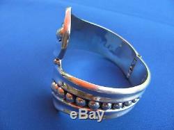 Vintage 1960s Taxco Mexico sterling silver bypass bead work hand made bangle