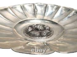 Vintage 925 Sterling Silver Centerpiece Floral Pattern Plate Made in Mexico 11