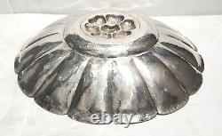 Vintage 925 Sterling Silver Centerpiece Floral Pattern Plate Made in Mexico 11