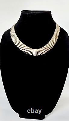 Vintage. 925 Sterling Silver Geometric Choker Modernist Necklace Made In Italy