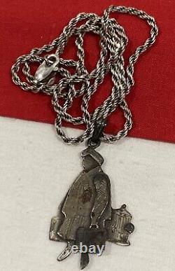 Vintage 925 Sterling Silver WOMAN FIGURAL Cut Out Etched Artisan Made Pendant