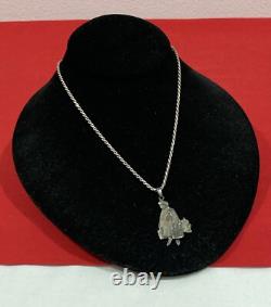 Vintage 925 Sterling Silver WOMAN FIGURAL Cut Out Etched Artisan Made Pendant
