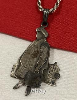 Vintage 925 Sterling Silver WOMAN FIGURAL Cut Out Etched Artisan Made Pendant