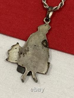 Vintage 925 Sterling Silver WOMAN FIGURAL Cut Out Etched Artisan Made Pendant